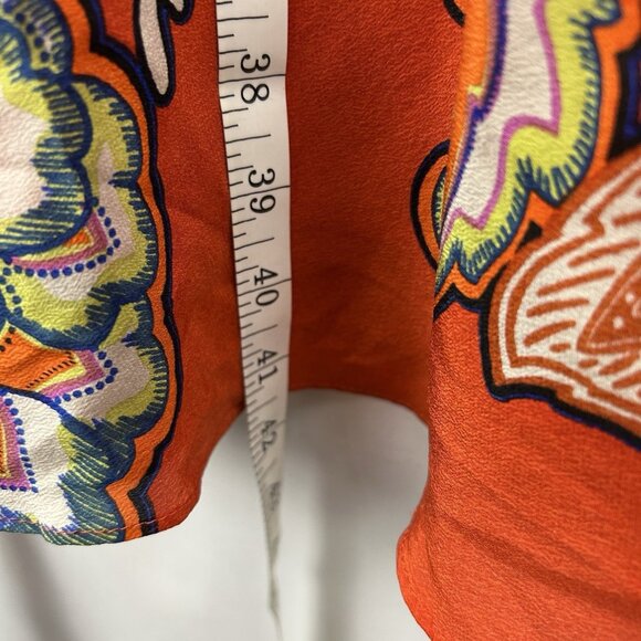 MAEVE Anthro Larkhill Silk Boho Small Dress Trapeze Swing Floral Orange Colorful - Picture 5 of 16